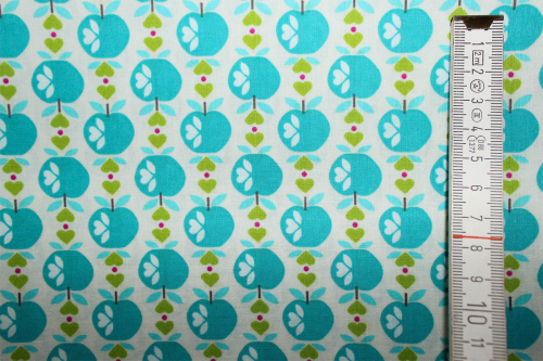 Preview: Baumwollstoff Sweet Apple türkis  (10 cm)